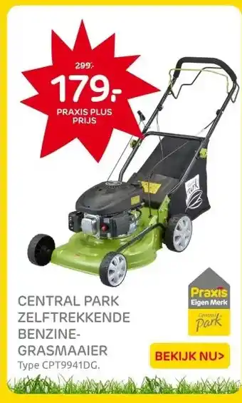 Praxis CENTRAL PARK ZELFTREKKENDE BENZINE- GRASMAAIER aanbieding