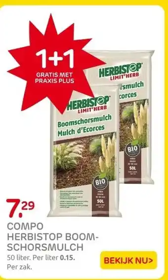 Praxis COMPO HERBISTOP BOOM- SCHORSMULCH aanbieding