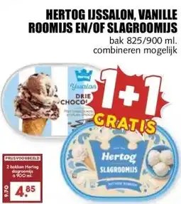 MCD Supermarkt HERTOG IJSSALON, VANILLE ROOMIJS EN/OF SLAGROOMIJS aanbieding