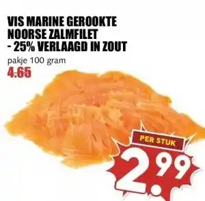MCD Supermarkt VIS MARINE GEROOKTE NOORSE ZALMFILET -25% VERLAAGD IN ZOUT aanbieding