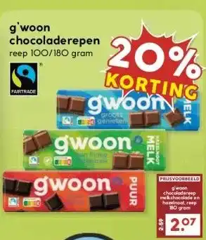 MCD Supermarkt g'woon chocoladerepen aanbieding