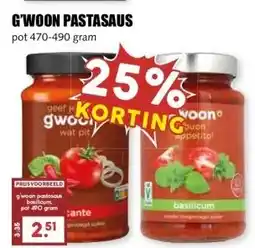 MCD Supermarkt G'WOON PASTASAUS aanbieding