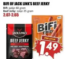 MCD Supermarkt BIFI OF JACK LINK'S BEEF JERKY aanbieding