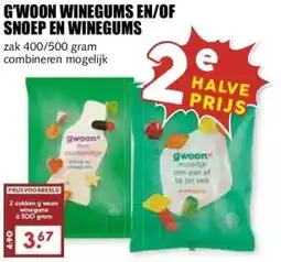 MCD Supermarkt G'WOON WINEGUMS EN/OF SNOEP EN WINEGUMS aanbieding