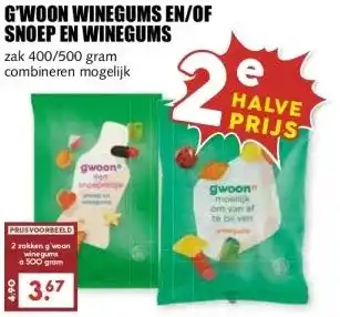 MCD Supermarkt G'WOON WINEGUMS EN/OF SNOEP EN WINEGUMS aanbieding