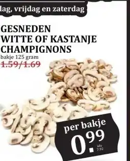 MCD Supermarkt GESNEDEN WITTE OF KASTANJE CHAMPIGNONS aanbieding