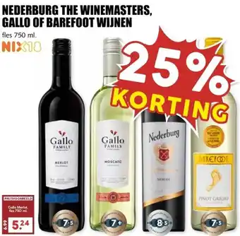 MCD Supermarkt NEDERBURG THE WINEMASTERS, GALLO OF BAREFOOT WIJNEN aanbieding