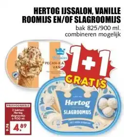 MCD Supermarkt HERTOG IJSSALON, VANILLE ROOMIJS EN/OF SLAGROOMIJS aanbieding