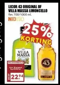 MCD Supermarkt LICOR 43 ORIGINAL OF VILLA MASSA LIMONCELLO aanbieding