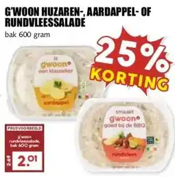 MCD Supermarkt G'WOON HUZAREN-, AARDAPPEL-OF RUNDVLEESSALADÉ aanbieding