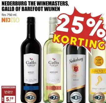MCD Supermarkt NEDERBURG THE WINEMASTERS, GALLO OF BAREFOOT WIJNEN aanbieding