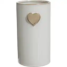 Leen Bakker Vaas Hart - off-white - keramiek - 24xØ14,5 cm aanbieding