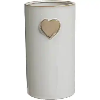 Leen Bakker Vaas Hart - off-white - keramiek - 24xØ14,5 cm aanbieding