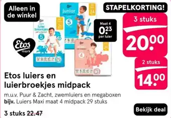 Etos Etos luiers en luierbroekjes midpack aanbieding