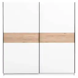 Leen Bakker Schuifdeurkast Genua - wit/eikenkleur - 204x200x60 cm aanbieding