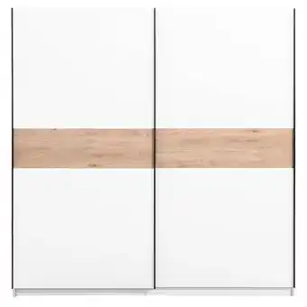 Leen Bakker Schuifdeurkast Genua - wit/eikenkleur - 204x200x60 cm aanbieding
