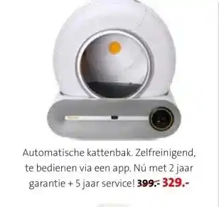Intratuin Automatische kattenbak. Zelfreinigend, te bedienen via een app. aanbieding