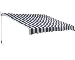 Hornbach Knikarm zonnescherm 3x2,5 stof gestreept blauw/wit, frame RAL 9003 signaalwit aanbieding