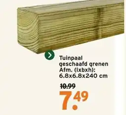 GAMMA Tuinpaal geschaafd grenen Afm. (lxbxh): 6.8x6.8x240 cm aanbieding