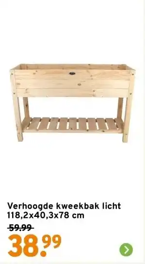 GAMMA Verhoogde kweekbak licht 118,2x40,3x78 cm aanbieding