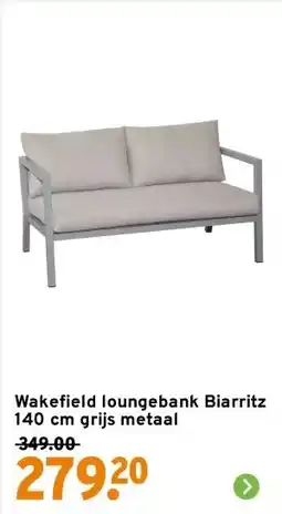 GAMMA Wakefield loungebank Biarritz 140 cm grijs metaal aanbieding