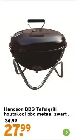 GAMMA Handson BBQ Tafelgrill houtskool bbq metaal zwart Ø 34 cm aanbieding