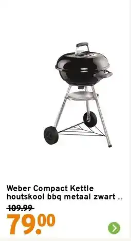 GAMMA Weber Compact Kettle houtskool bbq metaal zwart ø 47 cm aanbieding