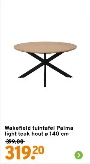 GAMMA Wakefield tuintafel Palma light teak hout ø 140 cm aanbieding