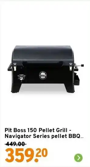 GAMMA Pit Boss 150 Pellet Grill - Navigator Series pellet BBQ metaal zwart 37,8 x 48,5 x 68,4 cm aanbieding
