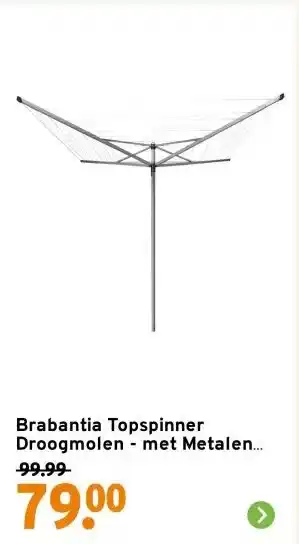 GAMMA Brabantia Topspinner Droogmolen - met Metalen Grondanker - 50 m - Metallic Grey aanbieding