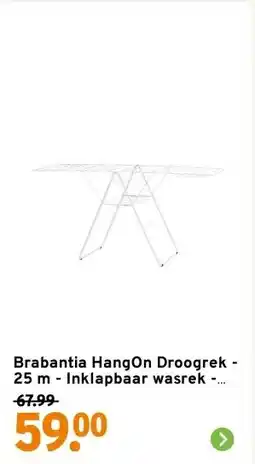 GAMMA Brabantia HangOn Droogrek - 25 m - Inklapbaar wasrek - White aanbieding