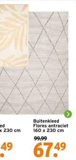 GAMMA Buitenkleed Flores antraciet 160 x 230 cm aanbieding