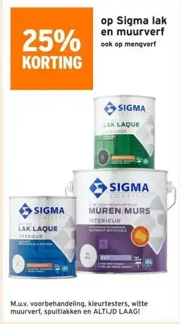 GAMMA 25% KORTING op Sigma lak en muurverf ook op mengverf aanbieding