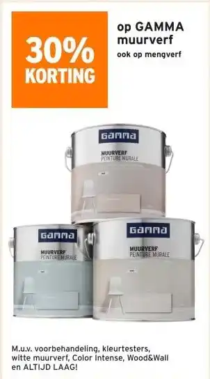 GAMMA 30% KORTING op GAMMA muurverf aanbieding