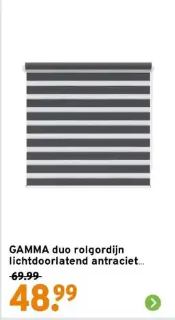 GAMMA GAMMA duo rolgordijn lichtdoorlatend antraciet (kleurnr. 4502) 60x160 cm (bxh) aanbieding