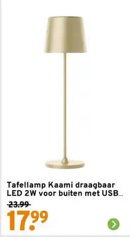 GAMMA Tafellamp Kaami draagbaar LED 2W voor buiten met USB oplaadbare accu, matgoud aanbieding