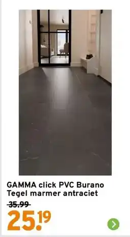GAMMA GAMMA click PVC Burano Tegel marmer antraciet aanbieding
