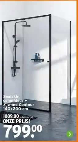 GAMMA Sealskin schuifdeur+ zijwand Contour 140x200 cm aanbieding