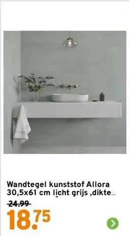 GAMMA Wandtegel kunststof Allora 30,5x61 cm licht grijs ,dikte 4mm 1,116 m² aanbieding