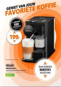 Expert DeLonghi Nespresso Lattissima One EN510.B Zwart aanbieding