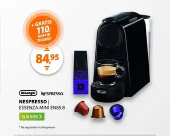 Expert DeLonghi Nespresso Essenza Mini EN85.B Zwart aanbieding