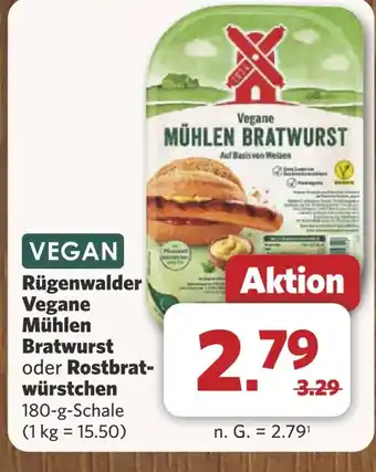 Combi Rügenwalder Vegane Mühlen Bratwurst oder Rostbrat würstchen aanbieding