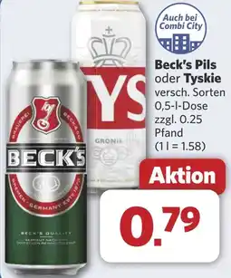 Combi Beck's Pils oder Tyskie aanbieding