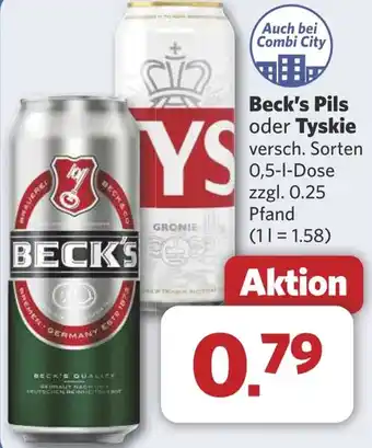Combi Beck's Pils oder Tyskie aanbieding
