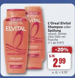 Combi L'Oreal Elvital Shampoo oder Spülung aanbieding