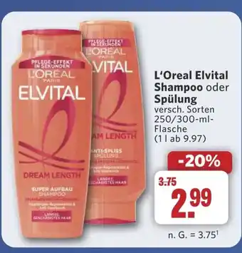 Combi L'Oreal Elvital Shampoo oder Spülung aanbieding