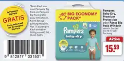 Combi Pampers Baby Dry, Premium Protection oder Pants Big Pack Windeln aanbieding