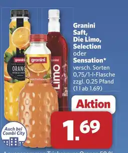 Combi Granini Saft, Die Limo, Selection oder Sensation* aanbieding