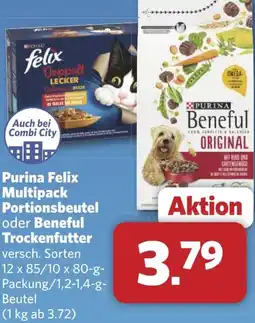 Combi Purina Felix Multipack Portionsbeutel oder Beneful Trockenfutter aanbieding