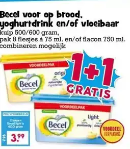 Boon`s Markt Becel voor op brood. yoghurtdrink en/of vloeibaar aanbieding